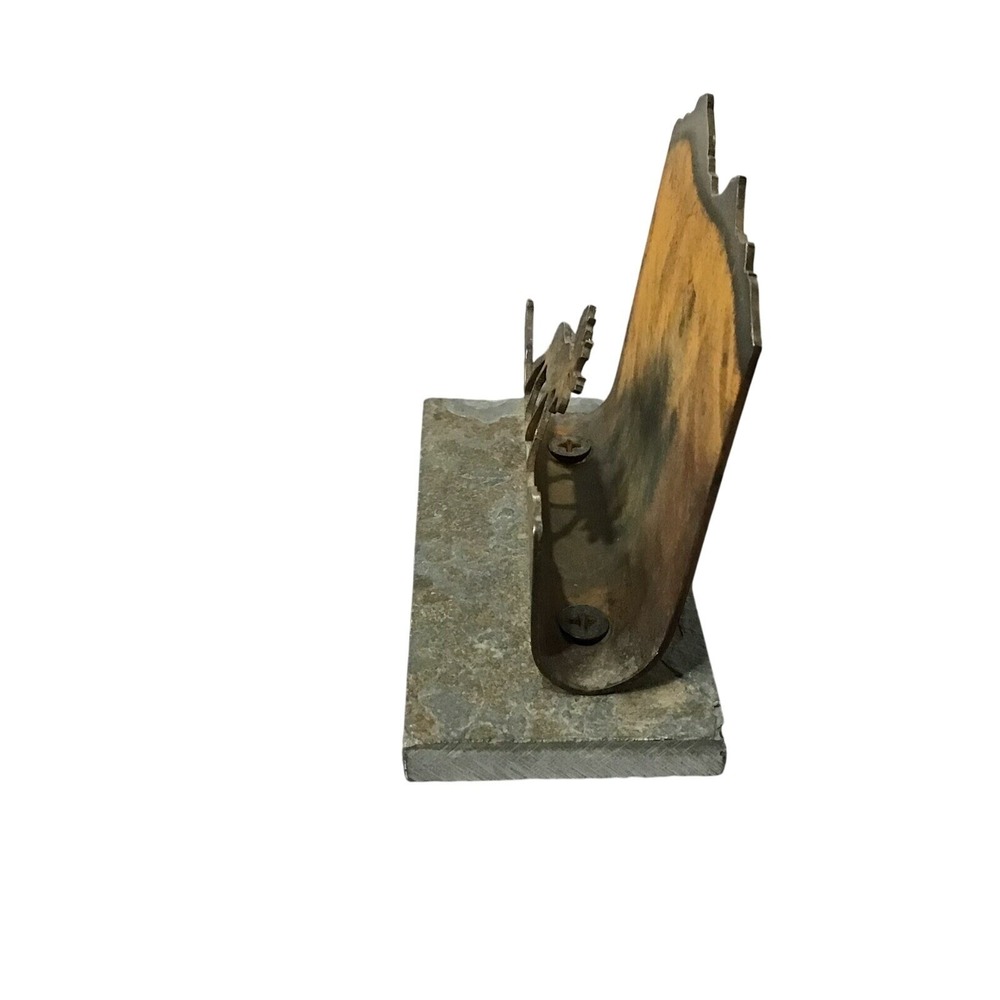 Rustic Metal Moose Letter & Business Card Holder‎ Set Slate Base Cabin Decor - Picture 4 of 14